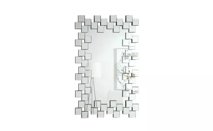 901838  FRAMELESS WALL MIRROR WITH STAGGERED TILES SILVER