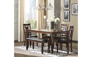 DINING ROOM TABLE SET (6/CN) Bennox BrownD384-325 ASHLEY