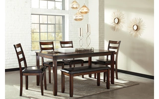 DINING ROOM TABLE SET (6/CN) Coviar BrownD385-325 ASHLEY
