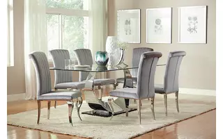 CARONE UPHOLSTERED SIDE CHAIRS GREY AND CHROME (SET OF 4) 105073 105073 COASTER