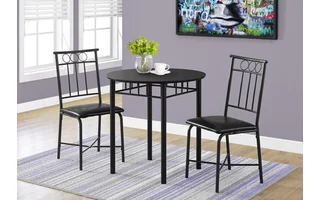 DINING SET - 3PCS SET / BLACK METAL AND TOP I1013 I1013 MONARCH SPECIALTIES