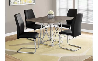 DINING TABLE - 36 X 48  - DARK TAUPE - CHROME METAL I1057 I1057 MONARCH SPECIALTIES