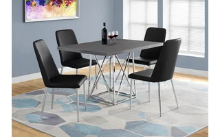 DINING TABLE - 36 X 48  - GREY - CHROME METAL I1059 I1059 MONARCH SPECIALTIES
