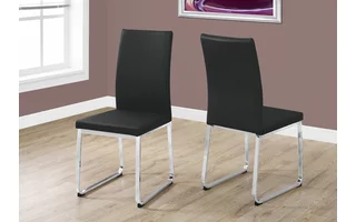 DINING CHAIR - 2PCS - 38 H - BLACK LEATHER-LOOK - CHROME I1092 I1092 MONARCH SPECIALTIES