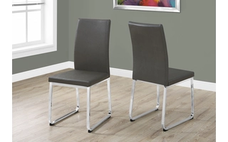 DINING CHAIR - 2PCS - 38 H - GREY LEATHER-LOOK - CHROME I1094 I1094 MONARCH SPECIALTIES