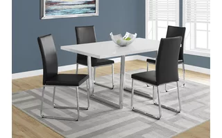 DINING TABLE - 36 X 60  - WHITE GLOSSY - CHROME METAL I1118 I1118 MONARCH SPECIALTIES