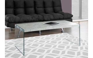 COFFEE TABLE - GREY CEMENT WITH TEMPERED GLASS I3230 I3230 MONARCH SPECIALTIES