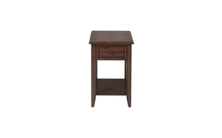 CHAIRSIDE TABLE W/DRAWER, SHELF - MED BROWN FINISH MISSION FINISH MISSION FINISH 1031-7 JOFRAN