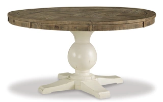 ROUND DINING ROOM TABLE TOP Grindleburg White/Light BrownD754-50T ASHLEY