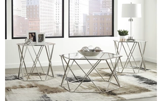 OCCASIONAL TABLE SET (3/CN) Madanere Chrome FinishT015-13 ASHLEY