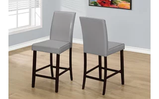 DINING CHAIR - 2PCS / GREY LEATHER-LOOK COUNTER HEIGHT I1902 I1902 MONARCH SPECIALTIES