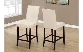 DINING CHAIR - 2PCS / IVORY LEATHER-LOOK COUNTER HEIGHT I1903 I1903 MONARCH SPECIALTIES