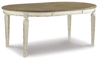 OVAL DINING ROOM EXT TABLE Realyn Chipped WhiteD743-35 ASHLEY