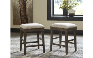 UPHOLSTERED STOOL (2/CN) Wyndahl Rustic BrownD813-024 ASHLEY