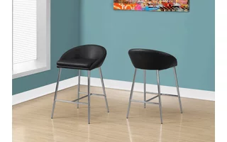 BARSTOOL - 2PCS / BLACK / CHROME BASE / COUNTER HEIGHT I2294 I2294 MONARCH SPECIALTIES