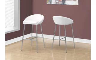 BARSTOOL - 2PCS / WHITE / CHROME BASE / BAR HEIGHT I2297 I2297 MONARCH SPECIALTIES