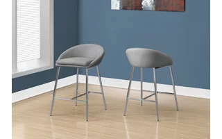 BARSTOOL - 2PCS / GREY FABRIC / CHROME / COUNTER HEIGHT I2298 I2298 MONARCH SPECIALTIES