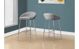 BARSTOOL - 2PCS / GREY FABRIC / CHROME BASE / BAR HEIGHT I2299 I2299 MONARCH SPECIALTIES