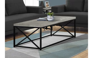 coffee table - grey reclaimed wood-look/ black metal i3417 I3417 monarch specialties