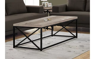 coffee table - taupe reclaimed wood-look / black metal i3418 I3418 monarch specialties