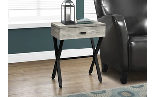 ACCENT TABLE - 24 H - GREY RECLAIMED WOOD - BLACK METAL I3451 I3451 MONARCH SPECIALTIES