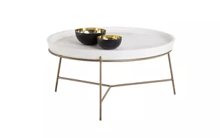 remy coffee table - antique brass - white remy 103331 sunpan