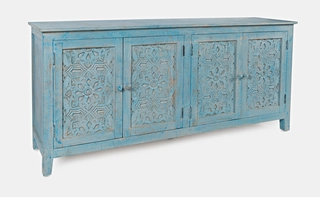CHLOE HAND CARVED ACCENT CABINET W/ 4 DOORS DARK RUSTIC PRAIRIE FINISH DARK RUSTIC PRAIRIE FINISH 1730-5770 JOFRAN