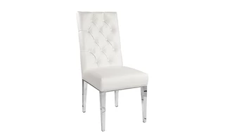 LESLIE STEEL DINING CHAIR WHITE LEATHERETTE GY-282 100466 100466 XCELLA