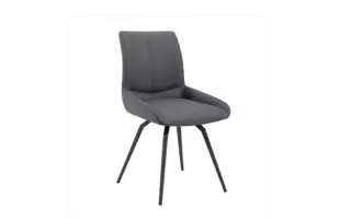NONA SWIVEL DINING CHAIR GREY PU WL05536 GY-2056 BLACK LEGS 102201 102201 XCELLA