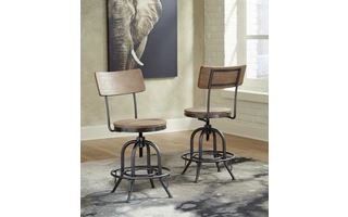 SWIVEL STOOL (2/CN) Pinnadel Grayish BrownD542-324 ASHLEY