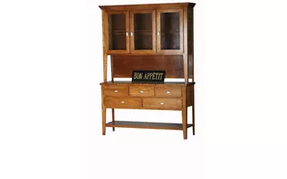 54 DINING HUTCH, 3 PLAIN GLASS DOORS, 1 GLASS SHELF, STRAIGHT LEG BASE*GLASS*PL*FINSISH*CC, DK, LT, MD, SO, UN, CR, CM 45355 45355 EAGLE