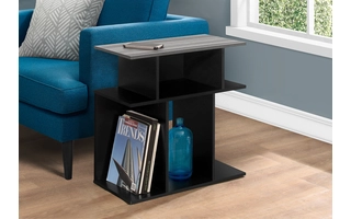 ACCENT TABLE - 24 H - BLACK - GREY TOP I2477 I2477 MONARCH SPECIALTIES
