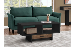 coffee table - black / brown reclaimed wood-look i2809 I2809 monarch specialties