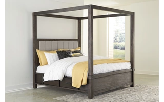 CK HDBD POSTS W/SIDE CANOPY Dellbeck Dark BrownB748-62 ASHLEY