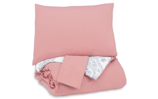 FULL COMFORTER SET Avaleigh Pink/White/GrayQ702003F ASHLEY