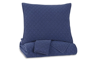 QUEEN/FULL COVERLET SET Ryter NavyQ723002Q ASHLEY