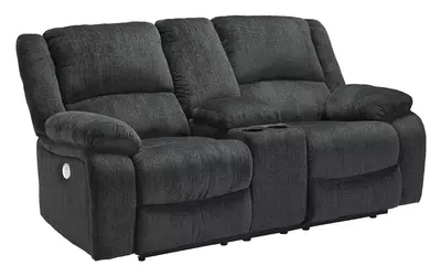 dbl rec pwr loveseat w/console draycoll slate7650496 ashley