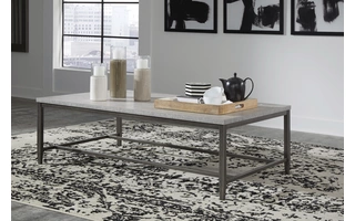 rectangular coffee table shybourne gray/aged bronzeT250-1 ashley