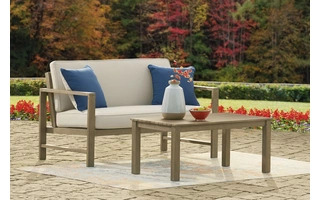 LOVESEAT W/TABLE (2/CN) Fynnegan Light BrownP349-035 ASHLEY FURNITURE