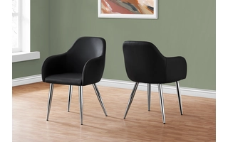 DINING CHAIR - 2PCS - 33 H - BLACK LEATHER-LOOK - CHROME I1191 I1191 MONARCH SPECIALTIES
