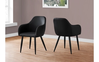 DINING CHAIR - 2PCS - 33 H - BLACK LEATHER-LOOK - BLACK I1193 I1193 MONARCH SPECIALTIES
