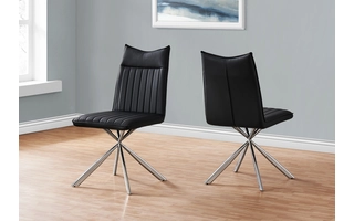 DINING CHAIR - 2PCS - 36 H - BLACK LEATHER-LOOK - CHROME I1213 I1213 MONARCH SPECIALTIES