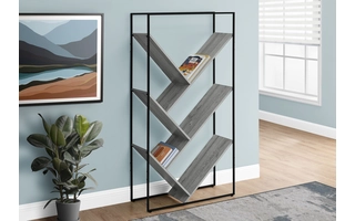 BOOKCASE - 60 H - GREY - BLACK METAL I2200 I2200 MONARCH SPECIALTIES