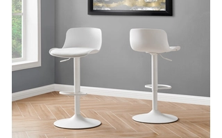 BARSTOOL - 2PCS - WHITE - WHITE METAL HYDRAULIC LIFT I2314 I2314 MONARCH SPECIALTIES