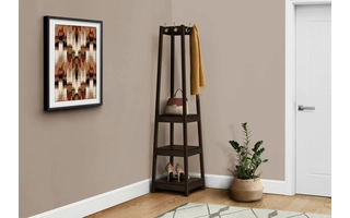 COAT RACK - 72 H - ESPRESSO CORNER WITH 3 SHELVES I2757 I2757 MONARCH SPECIALTIES