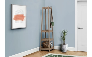 COAT RACK - 72 H - DARK TAUPE CORNER WITH 3 SHELVES I2758 I2758 MONARCH SPECIALTIES
