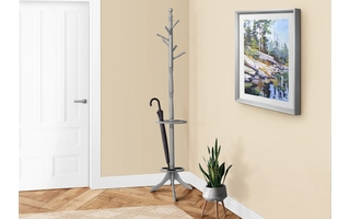COAT RACK - 71 H - GREY WITH AN UMBRELLA HOLDER I3178 I3178 MONARCH SPECIALTIES