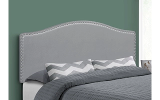 BED - QUEEN SIZE / GREY LEATHER-LOOK HEADBOARD ONLY I6011Q I6011Q MONARCH SPECIALTIES