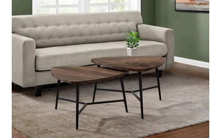 TABLE SET - 2PCS SET - BROWN RECLAIMED WOOD - BLACK METAL I7937P I7937P MONARCH SPECIALTIES