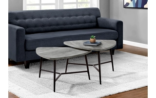TABLE SET - 2PCS SET - GREY RECLAIMED WOOD - BLACK METAL I7938P I7938P MONARCH SPECIALTIES